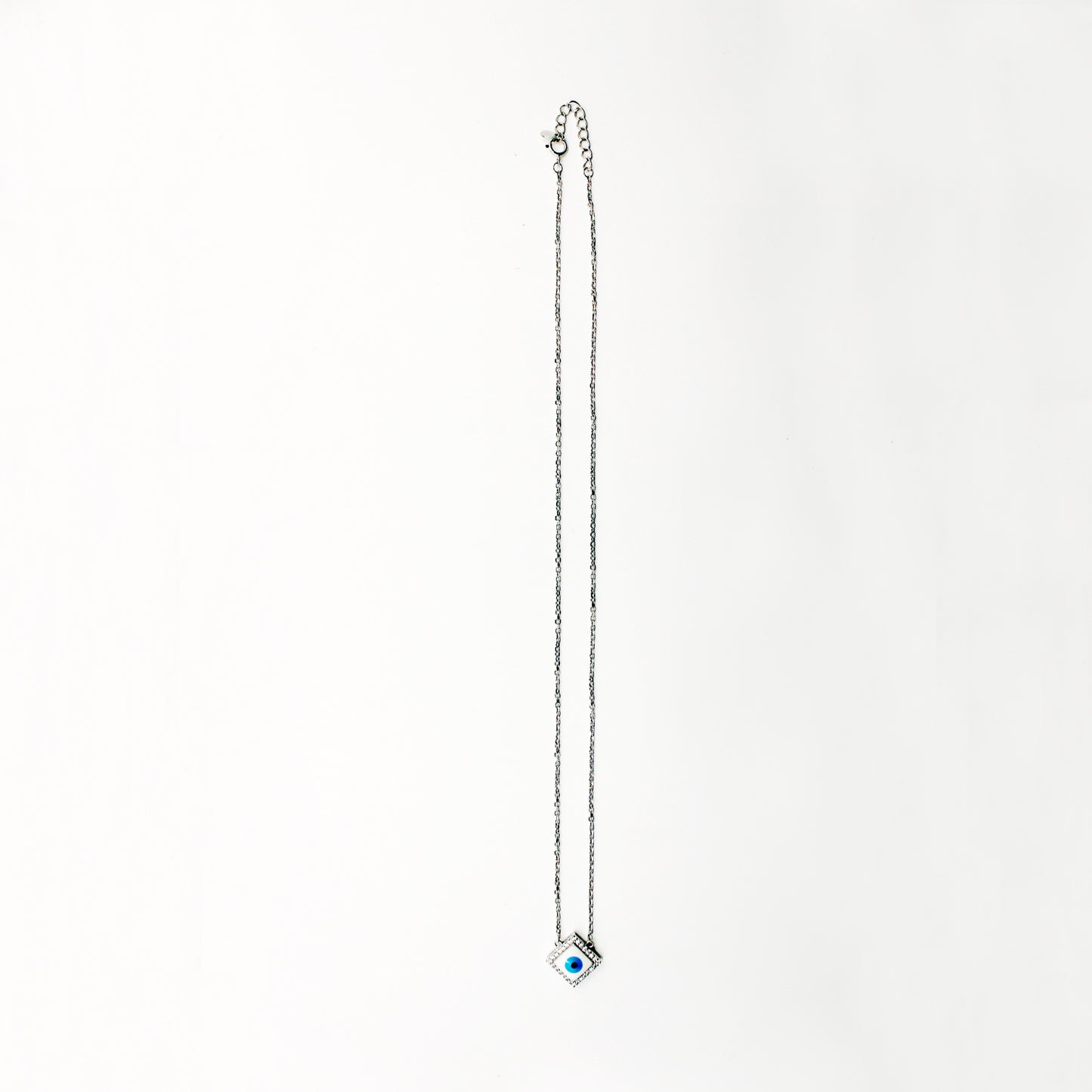Silver Precious Square Evil Eye Pendant