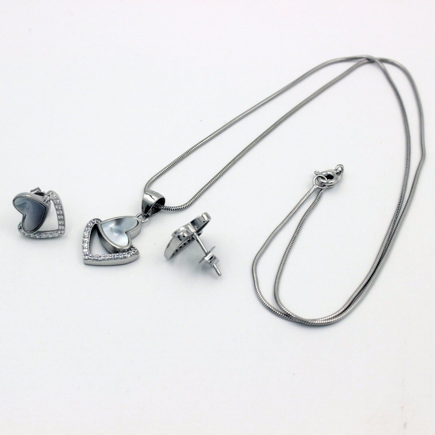 Silver Stud Heart Shape Set