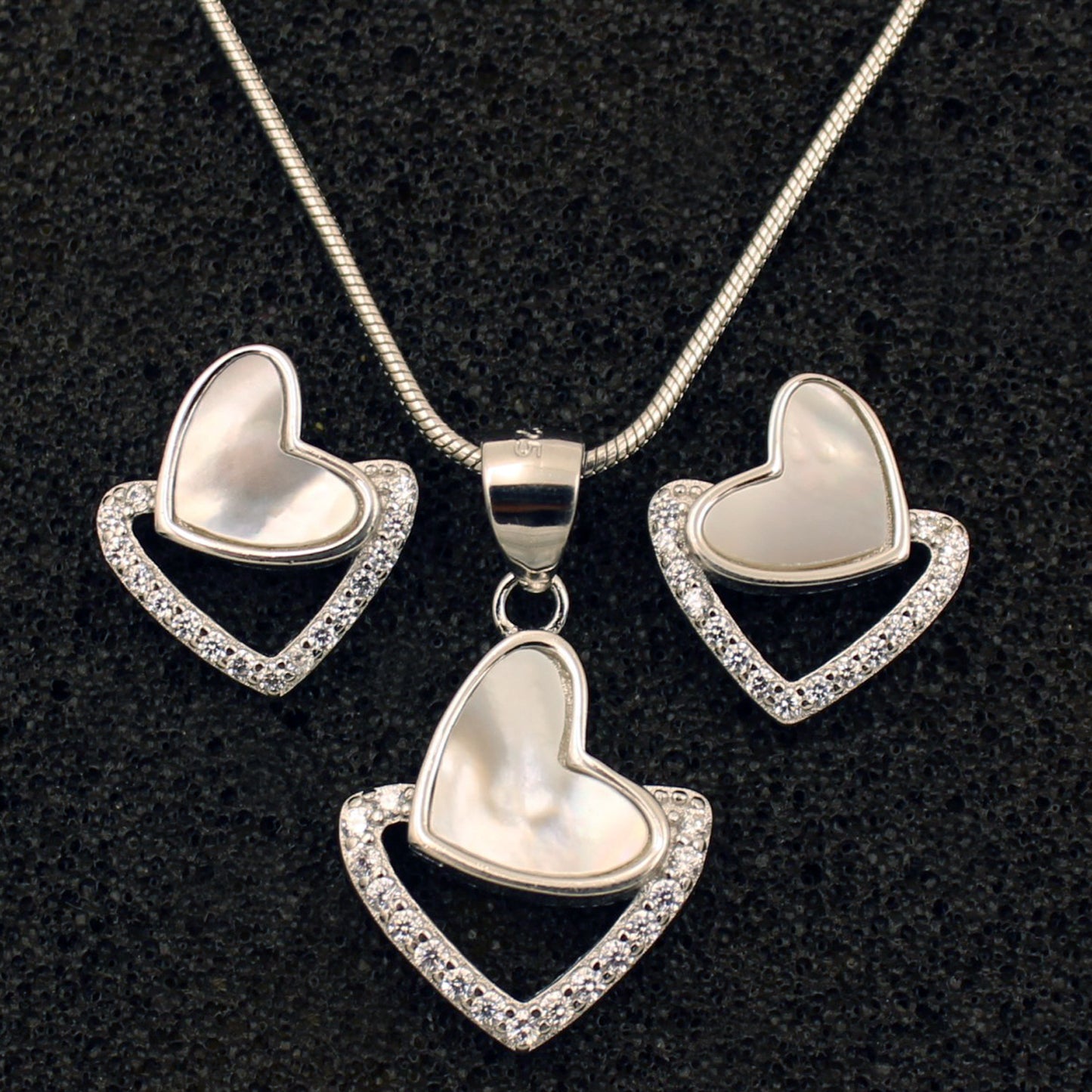 Silver Stud Heart Shape Set