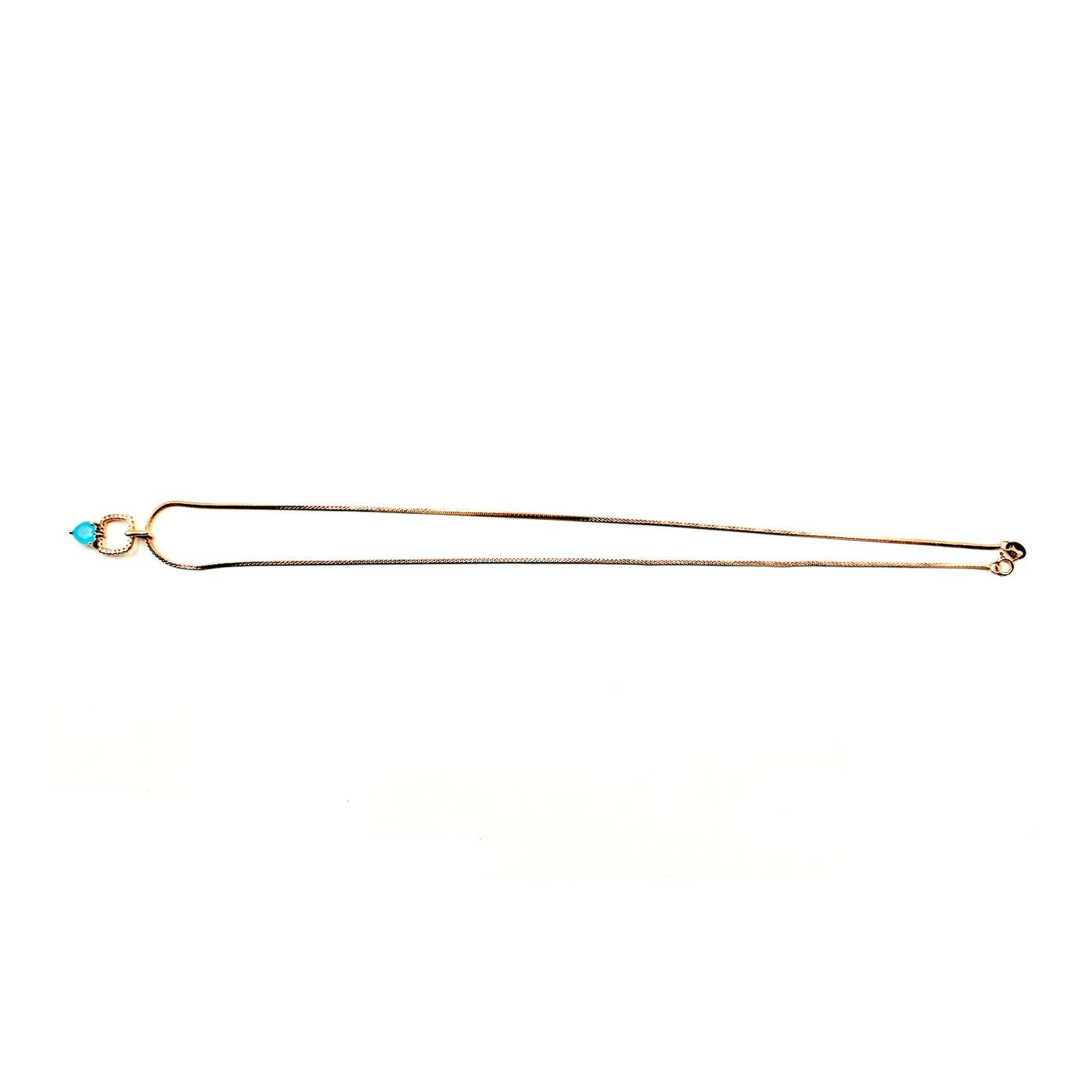 Rose Gold Square With Aqua Sone Heart Set