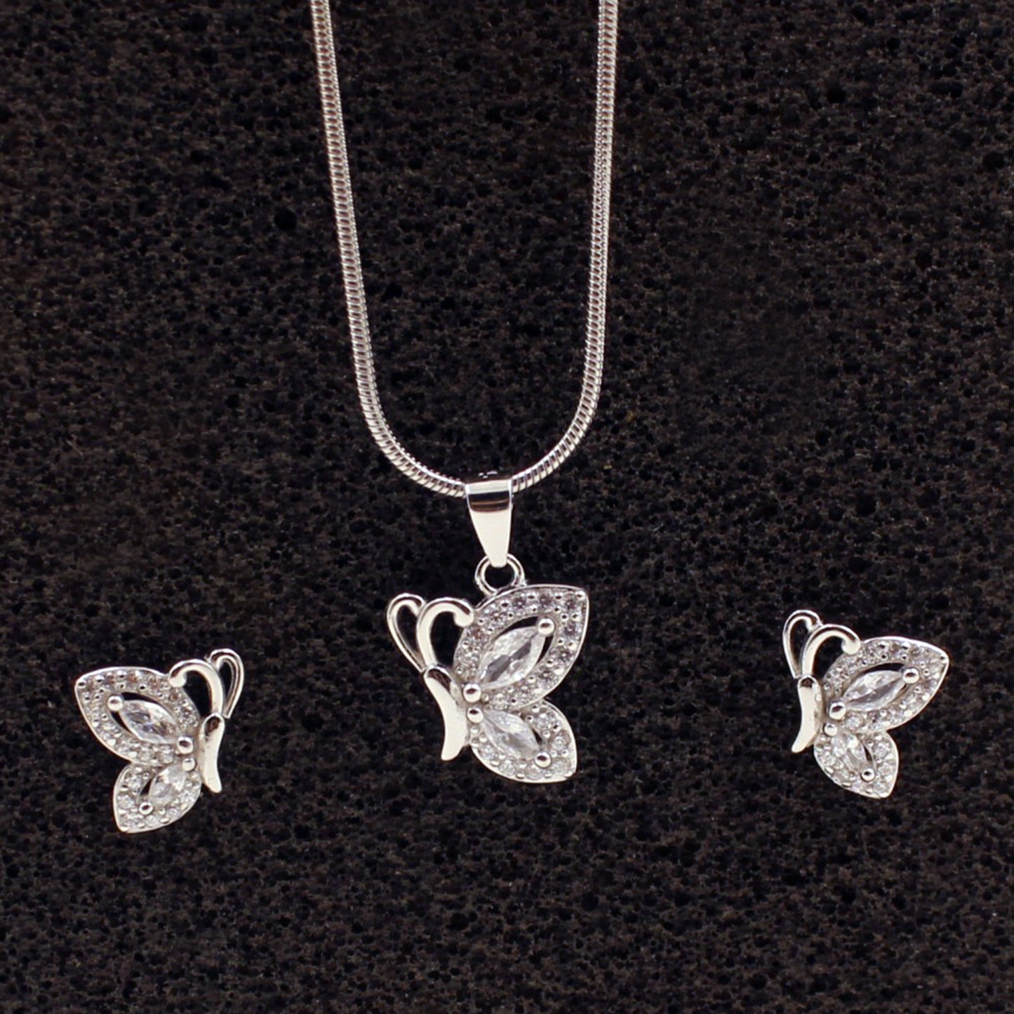 A Silver Charming Butterfly Set