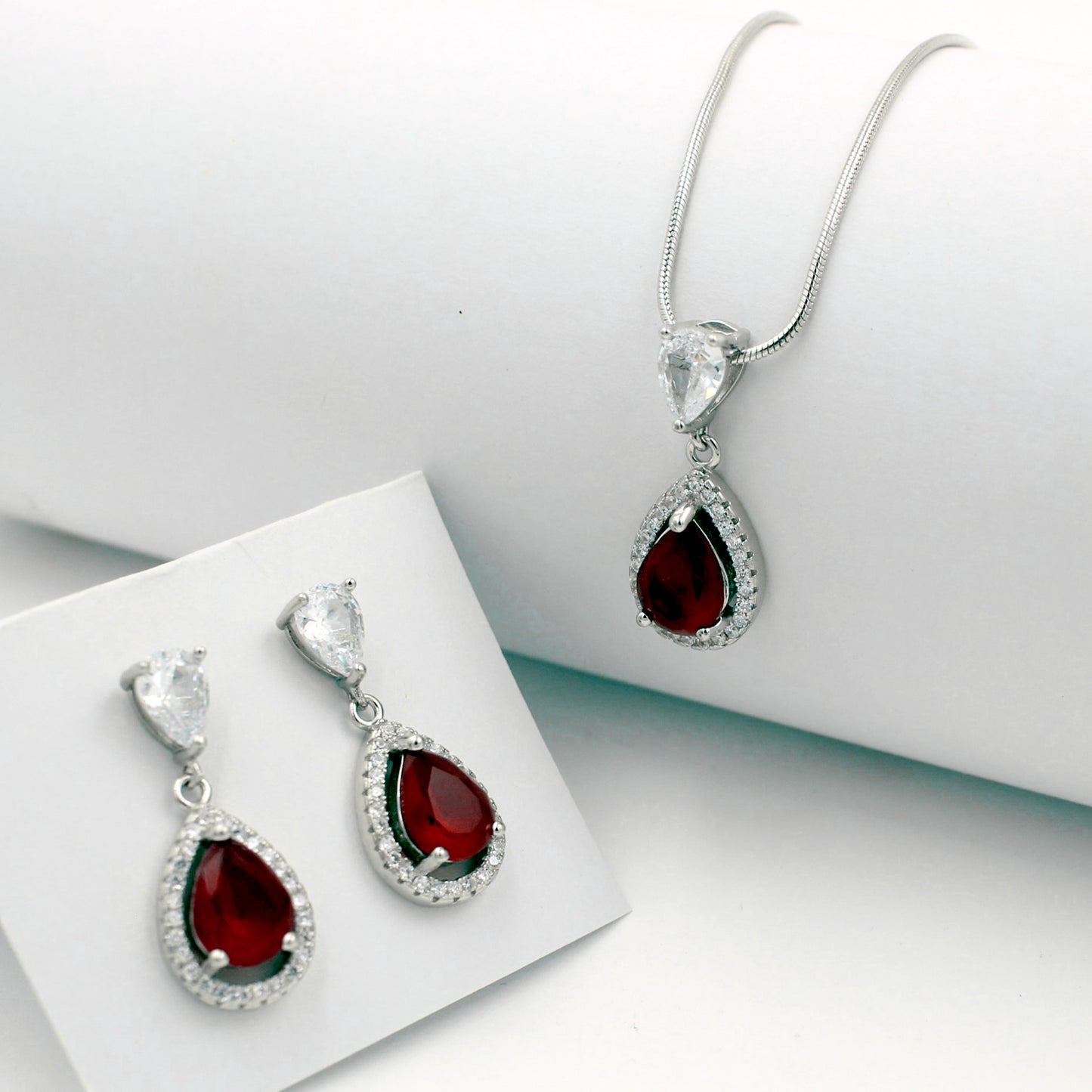 Real Silver Set with Red Stone