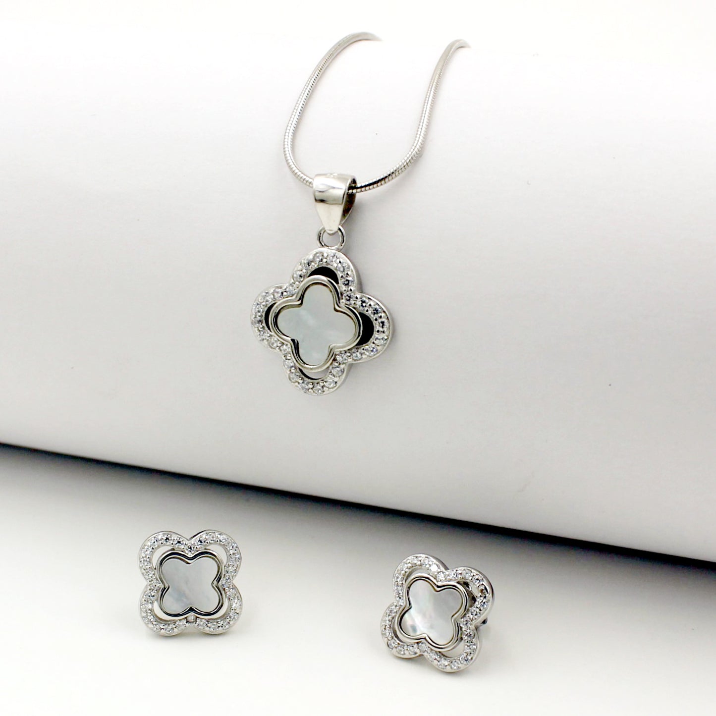Silver Four Leaf Clover set