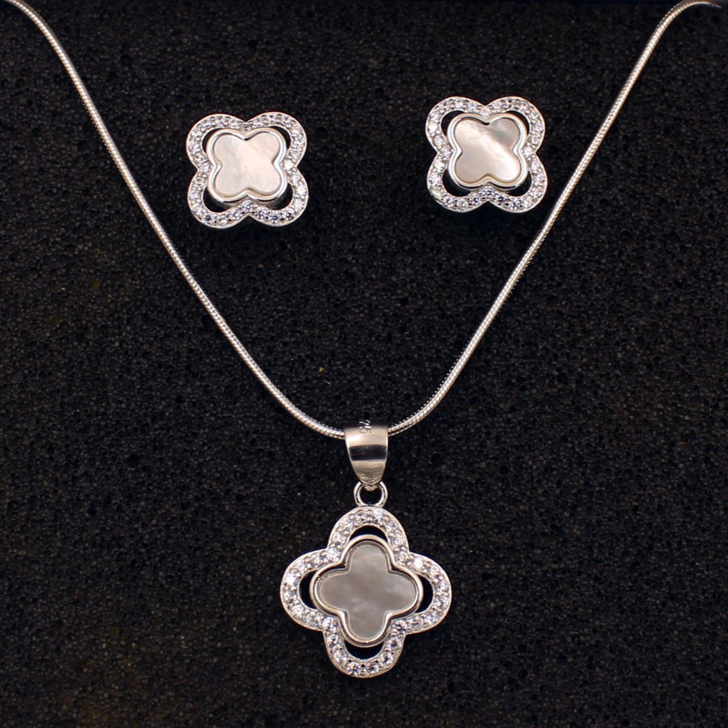 Silver Four Leaf Clover set