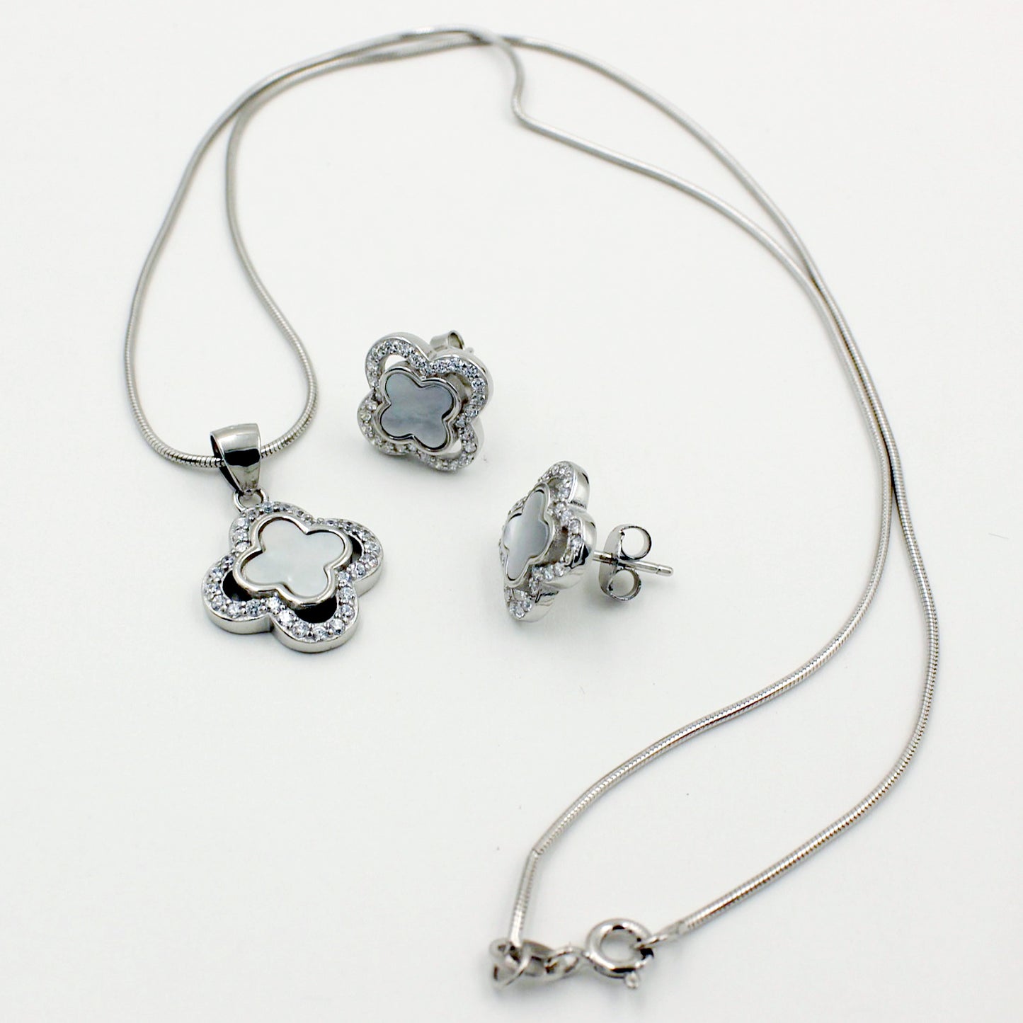 Silver Four Leaf Clover set