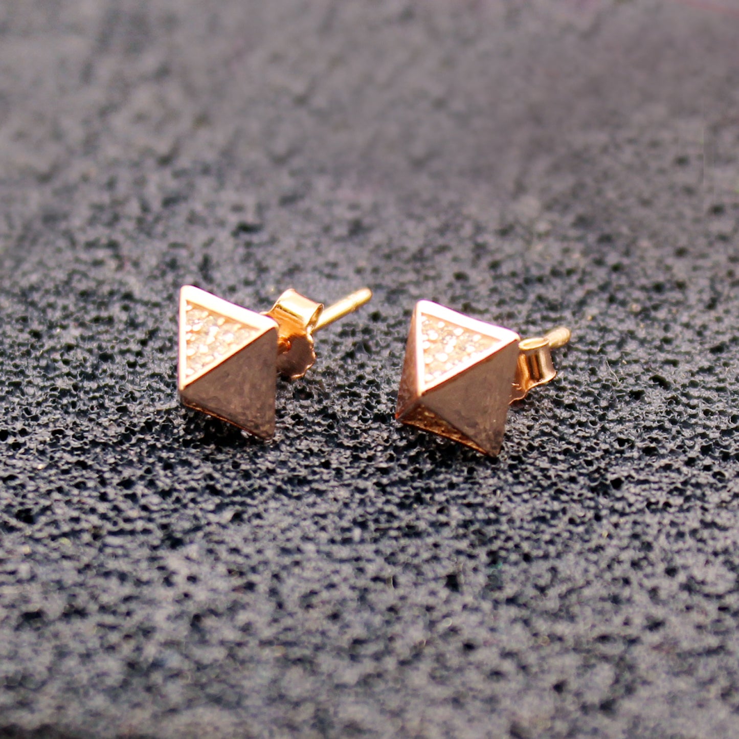 Rose Gold Triangulum Stud Earring
