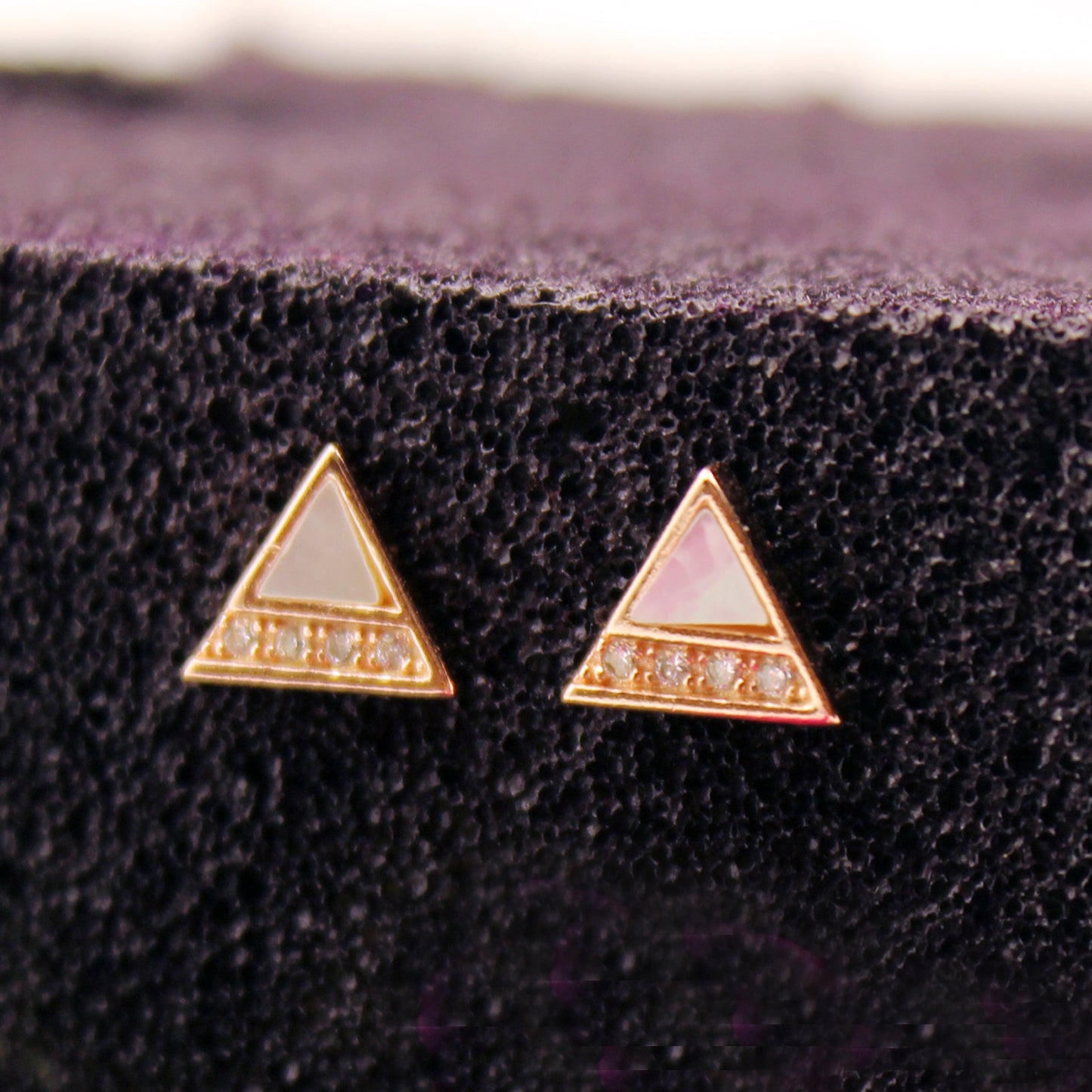 Rose Gold Triangle Stud Earring