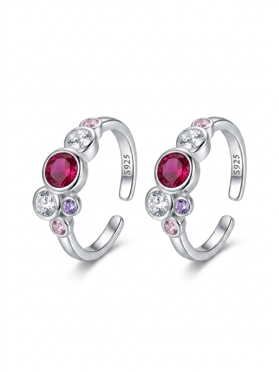 Orhu Jewel 925 Hallmarked Sterling Silver Adjustable Toe Ring for Women Stone Elegant Open Band Minimalist Foot Toe RingRing