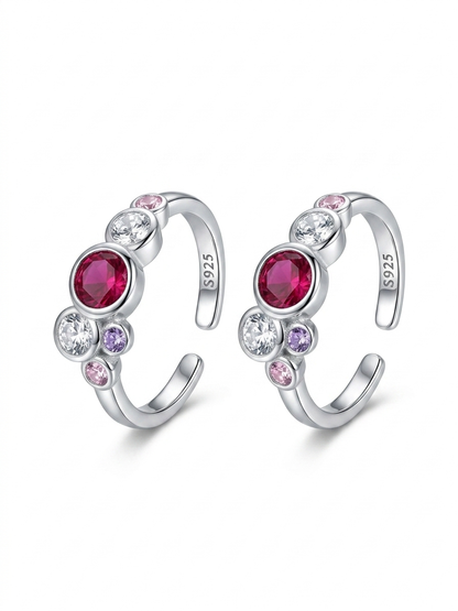 Orhu Jewel 925 Hallmarked Sterling Silver Adjustable Toe Ring for Women Stone Elegant Open Band Minimalist Foot Toe RingRing