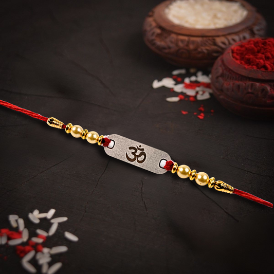 Om Divine Silver Rakhi