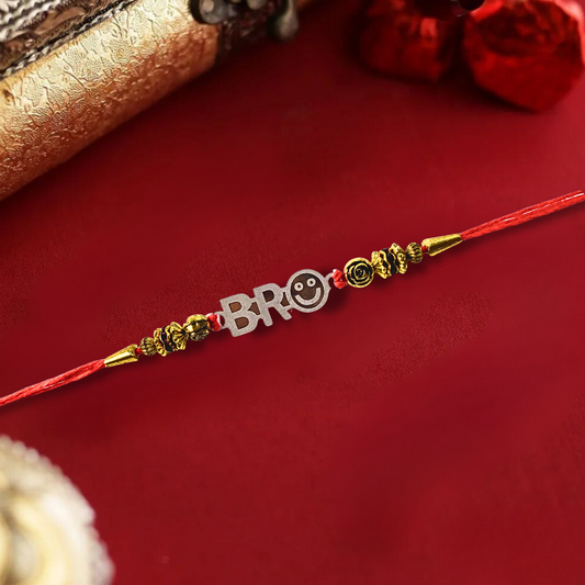 Golden BRO Bond Silver Rakhi