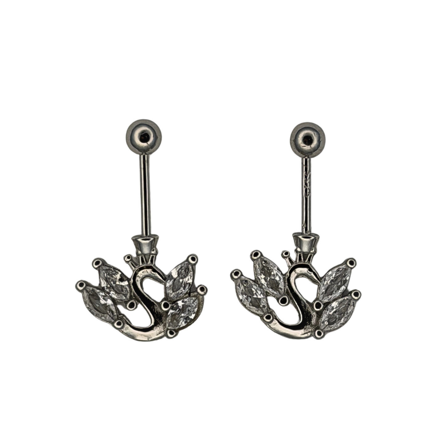 925 Sterling Silver Swan Design Bugadi with Sparkling Stones | Traditional Maharashtrian Ear Piercing Jewelry | Oxidized Silver Finish | Women Ethnic Jewelry