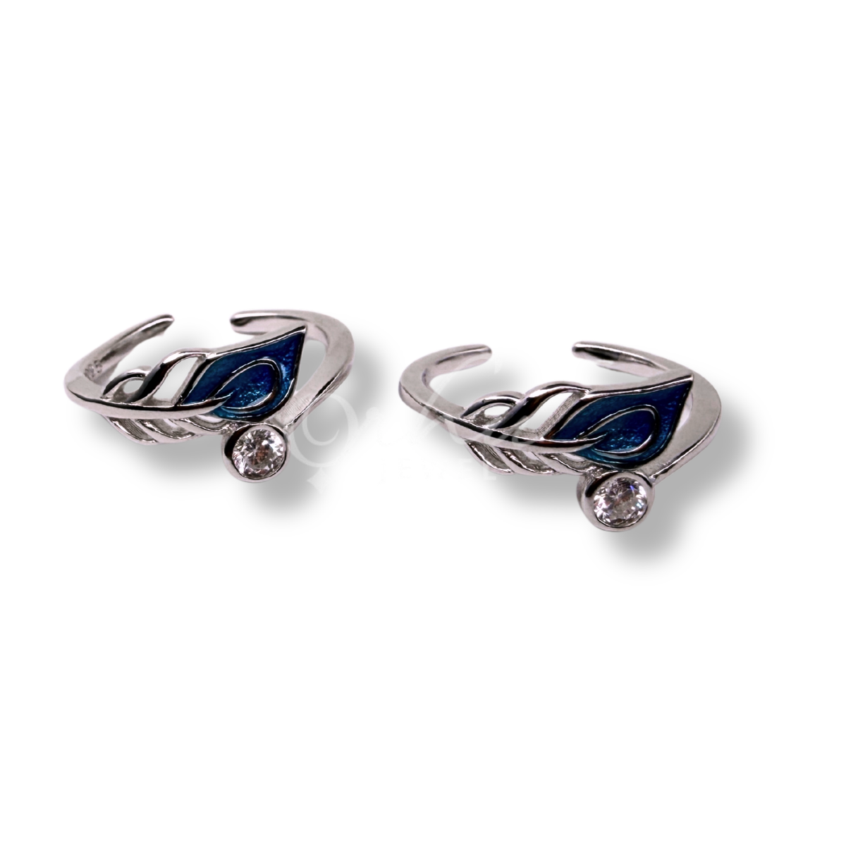 925 Sterling Silver Leaf Toe Ring for Women | Adjustable Open Toe Ring with Crystal & Enamel Design | ORHU Jewel