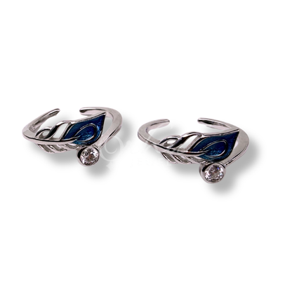 925 Sterling Silver Leaf Toe Ring for Women | Adjustable Open Toe Ring with Crystal & Enamel Design | ORHU Jewel