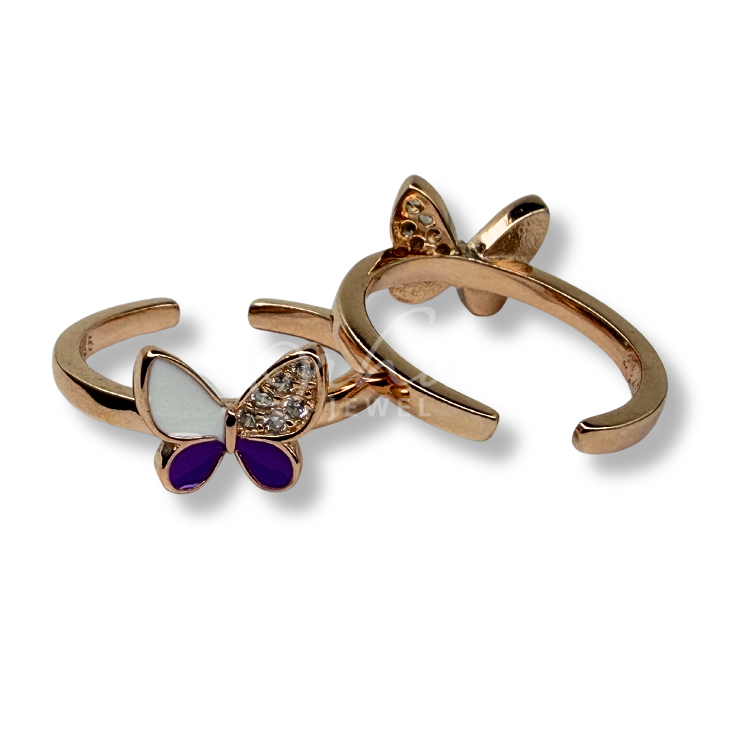 product image ORHU JEWEL 925 Sterling Silver Butterfly Toe Ring for Women | Adjustable Open Toe Ring | Blue Enamel CZ Design | Minimalist Foot Jewelry (Rose Gold Purple Dream Wing)