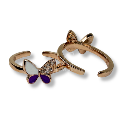 product image ORHU JEWEL 925 Sterling Silver Butterfly Toe Ring for Women | Adjustable Open Toe Ring | Blue Enamel CZ Design | Minimalist Foot Jewelry (Rose Gold Purple Dream Wing)