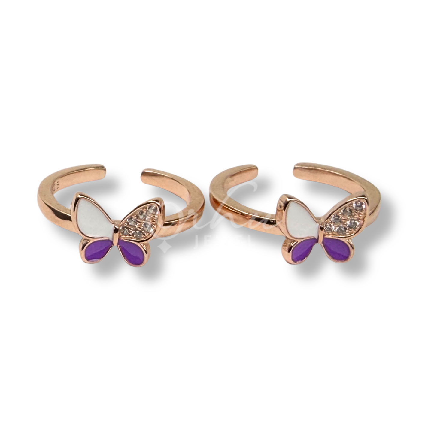 product image ORHU JEWEL 925 Sterling Silver Butterfly Toe Ring for Women | Adjustable Open Toe Ring | Blue Enamel CZ Design | Minimalist Foot Jewelry (Rose Gold Purple Dream Wing)