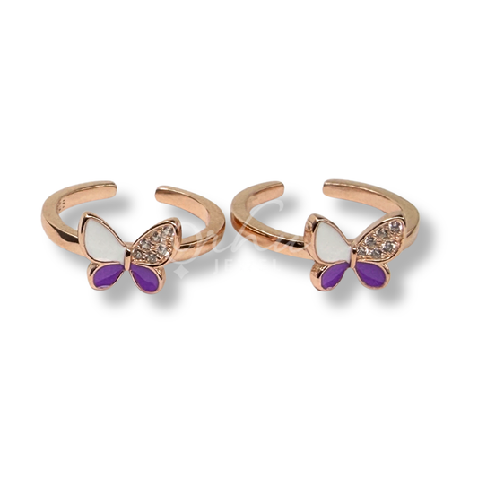 product image ORHU JEWEL 925 Sterling Silver Butterfly Toe Ring for Women | Adjustable Open Toe Ring | Blue Enamel CZ Design | Minimalist Foot Jewelry (Rose Gold Purple Dream Wing)