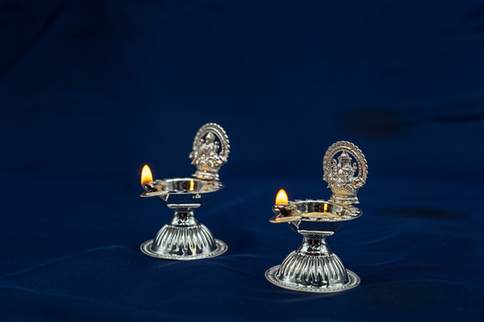 Silver Laxmi Ganesha Deepam