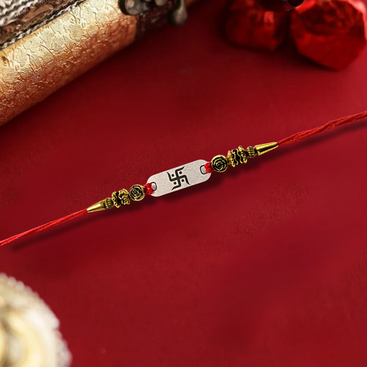 Swastik Blessing Silver Rakhi
