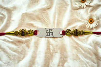 Swastik Blessing Silver Rakhi