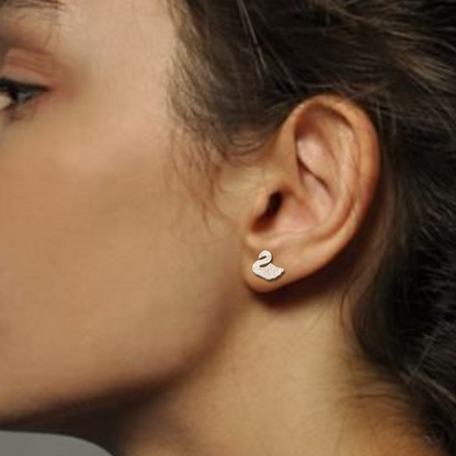 A Silver Stone Dove Earring