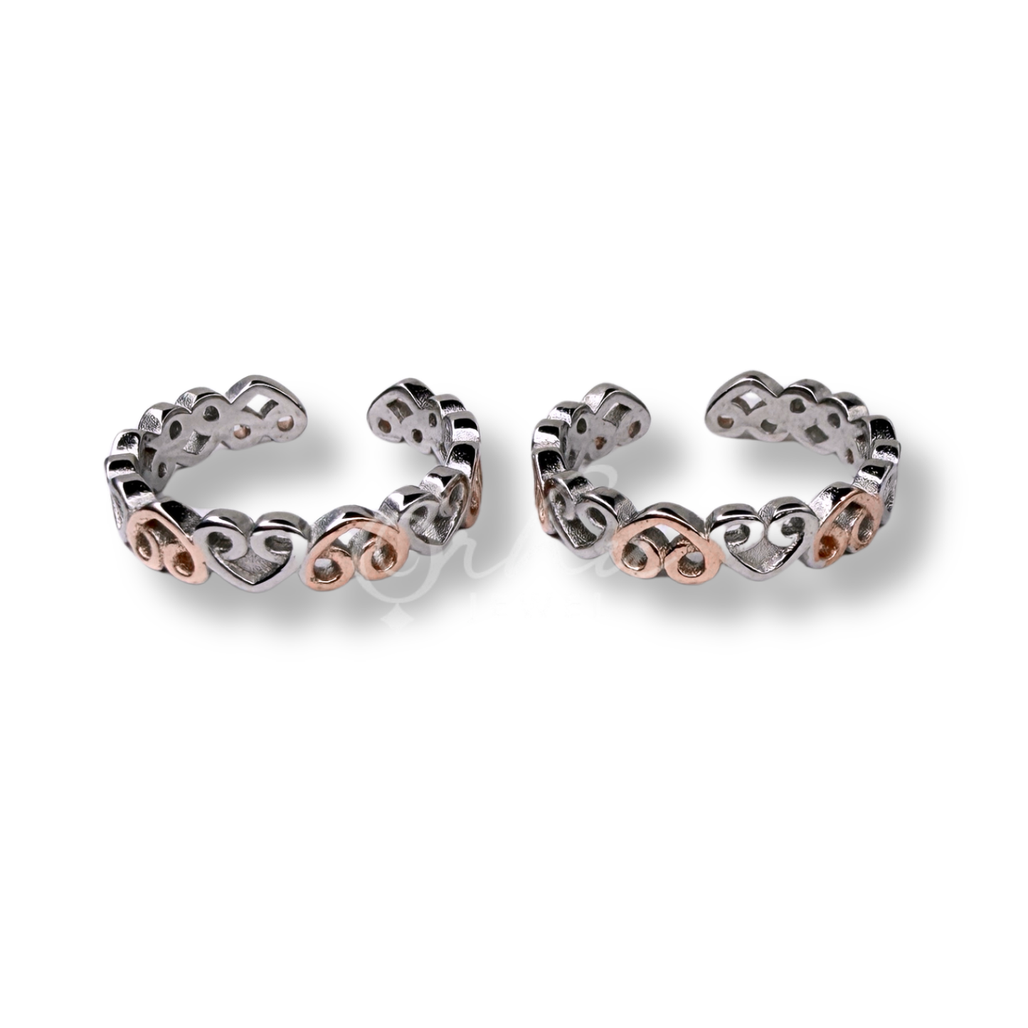 ORHU JEWEL 925 Sterling Silver Hallmarked Toe Ring for Women | Adjustable Designer Bichiya | Dual Tone Floral Engraved Open Band Toe Ring | Traditional & Daily Wear Foot Jewelry (Beaded Floral Rose Gold Toe Ring)