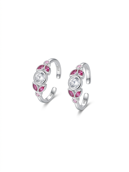 Orhu Jewel 925 Hallmarked Sterling Silver Adjustable Toe Ring for Women Stone Elegant Open Band Minimalist Foot Toe RingRing