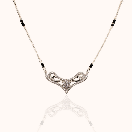 Silver Enchanted Knot With Stud Flower Magalsutra