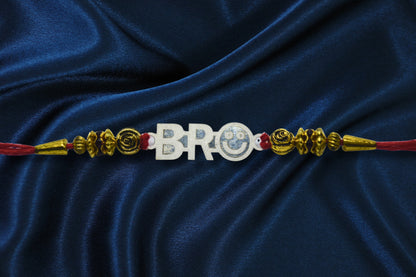 Golden BRO Bond Silver Rakhi