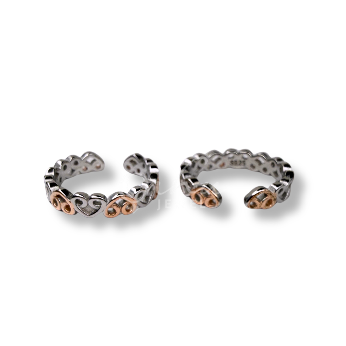 ORHU JEWEL 925 Sterling Silver Hallmarked Toe Ring for Women | Adjustable Designer Bichiya | Dual Tone Floral Engraved Open Band Toe Ring | Traditional & Daily Wear Foot Jewelry (Beaded Floral Rose Gold Toe Ring)