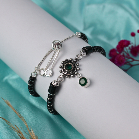 Naynika Black Beads Anklets