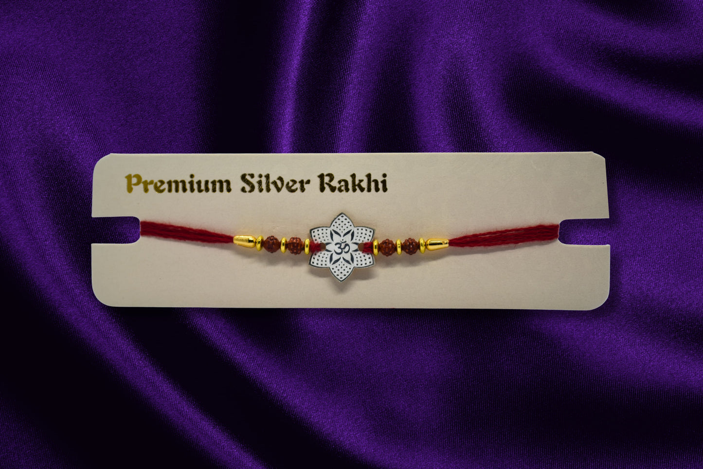 Om Lotus Premium Silver Rakhi