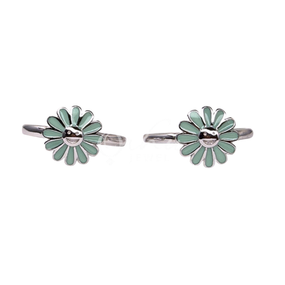 ORHU JEWEL 925 Sterling Silver Mint Daisy Toe Ring for Women | Adjustable Floral Bichiya | 925 Hallmarked Silver Toe Ring