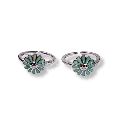 ORHU JEWEL 925 Sterling Silver Mint Daisy Toe Ring for Women | Adjustable Floral Bichiya | 925 Hallmarked Silver Toe Ring