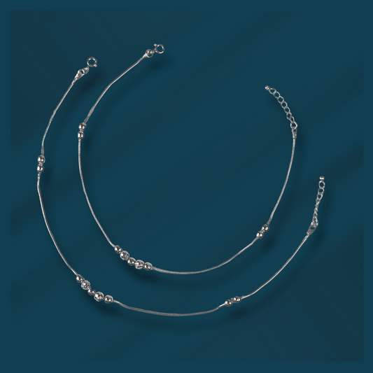 Italian Graceful Silver Ball Beads Anklet
