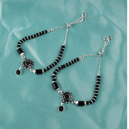 Naynika Black Beads Anklets