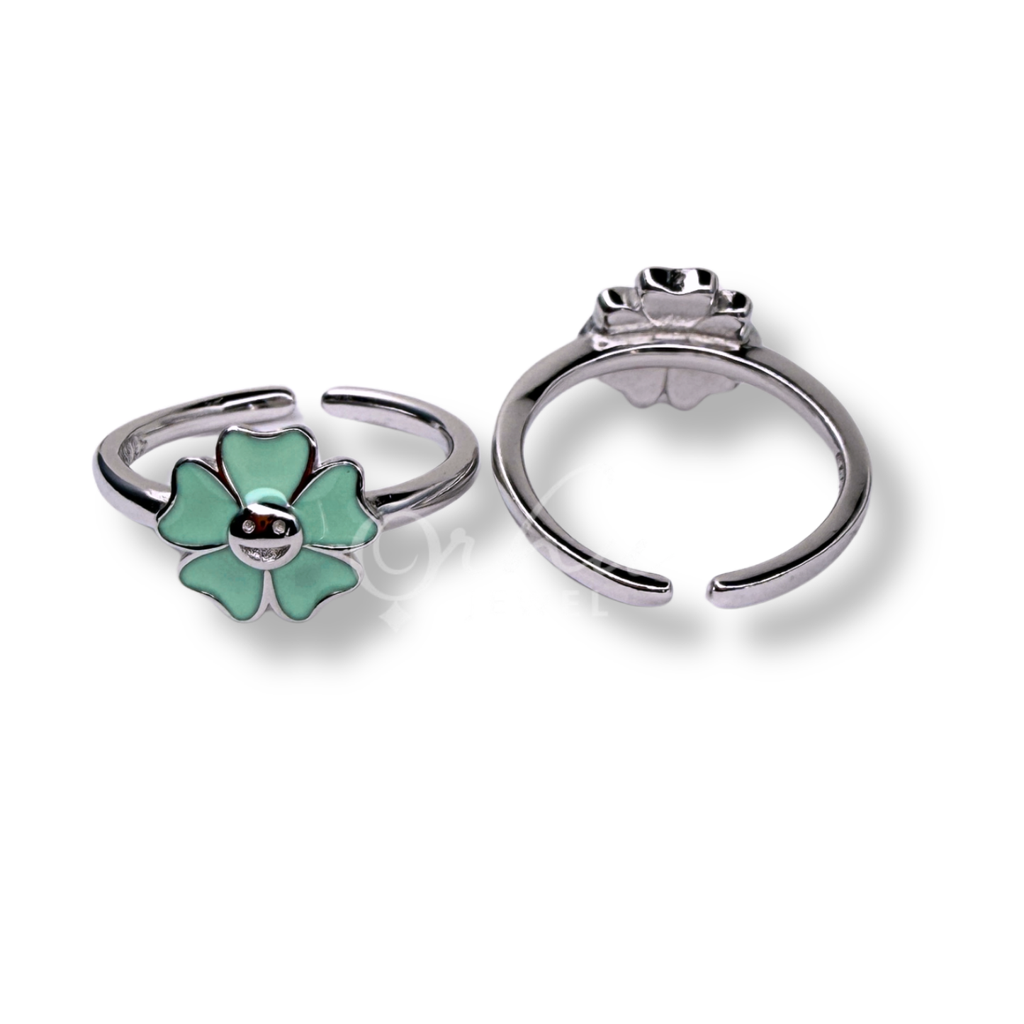 ORHU JEWEL 925 Sterling Silver Mint Green Floral Toe Ring for Women | Adjustable Cute Flower Bichiya | 925 Hallmarked Toe Ring
