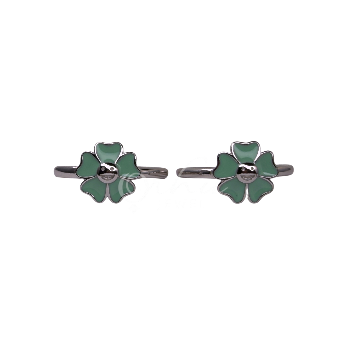 ORHU JEWEL 925 Sterling Silver Mint Green Floral Toe Ring for Women | Adjustable Cute Flower Bichiya | 925 Hallmarked Toe Ring