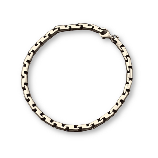 Box Link Chain  Silver Bracelet