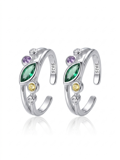 Orhu Jewel 925 Hallmarked Sterling Silver Adjustable Toe Ring for Women Stone Elegant Open Band Minimalist Foot Toe RingRing