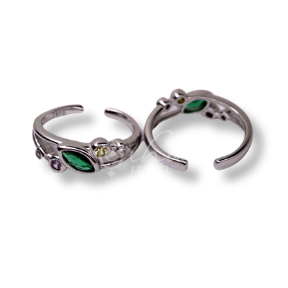 Orhu Jewel 925 Hallmarked Sterling Silver Adjustable Toe Ring for Women Stone Elegant Open Band Minimalist Foot Toe RingRing
