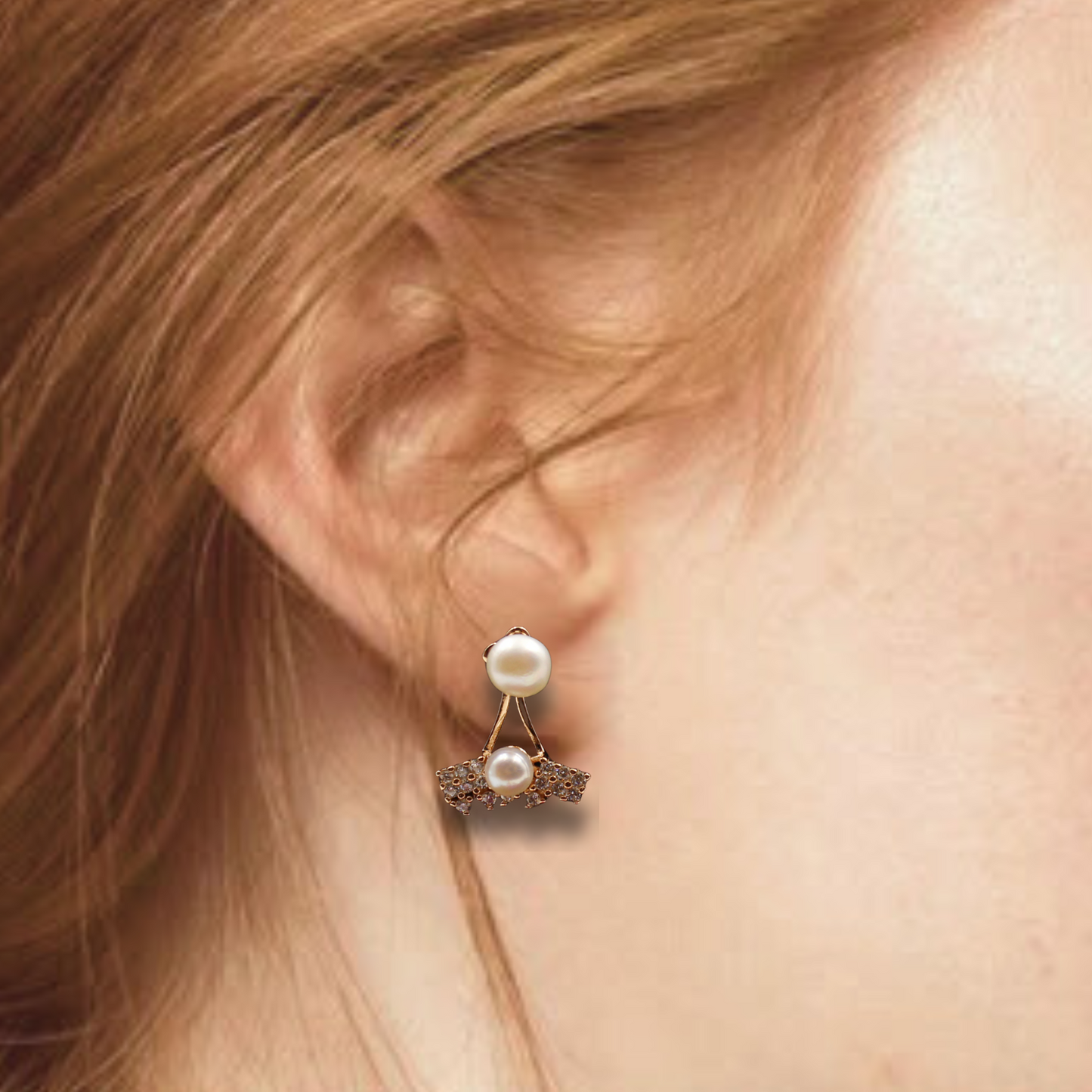 ROSE Gold 2 in 1 Pearl Earring
