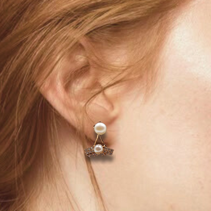 ROSE Gold 2 in 1 Pearl Earring