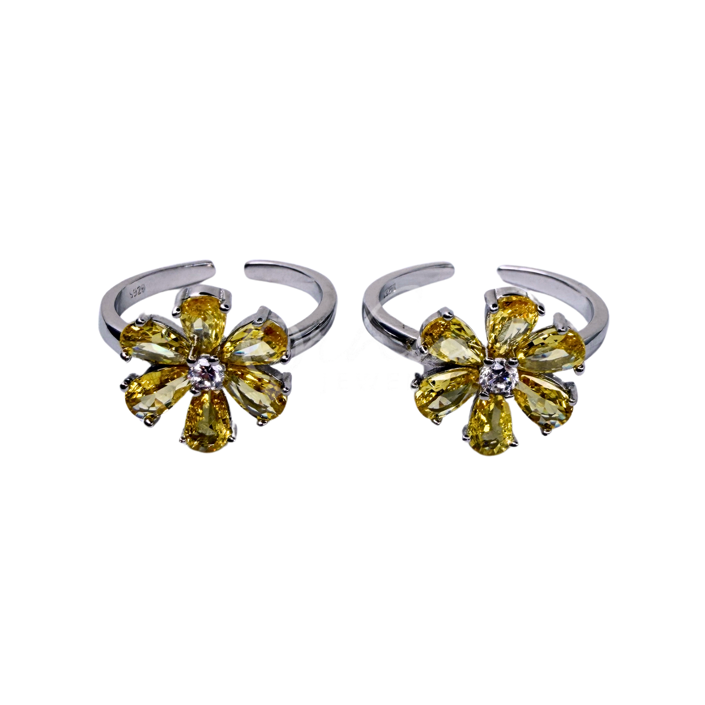 ORHU JEWEL 925 Sterling Silver Yellow Flower Toe Ring for Women & Girls | Adjustable Floral Bichiya | 925 Hallmarked Silver Toe Ring