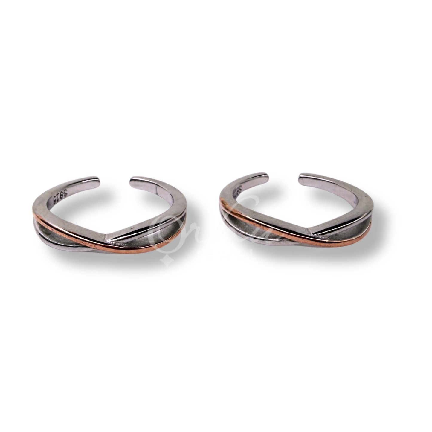 product image ORHU JEWEL 925 Sterling Silver Hallmarked Toe Ring for Women | Adjustable Designer Bichiya | Dual Tone Floral Engraved Open Band Toe Ring | Traditional & Daily Wear Foot Jewelry (Infinity Twist Style)