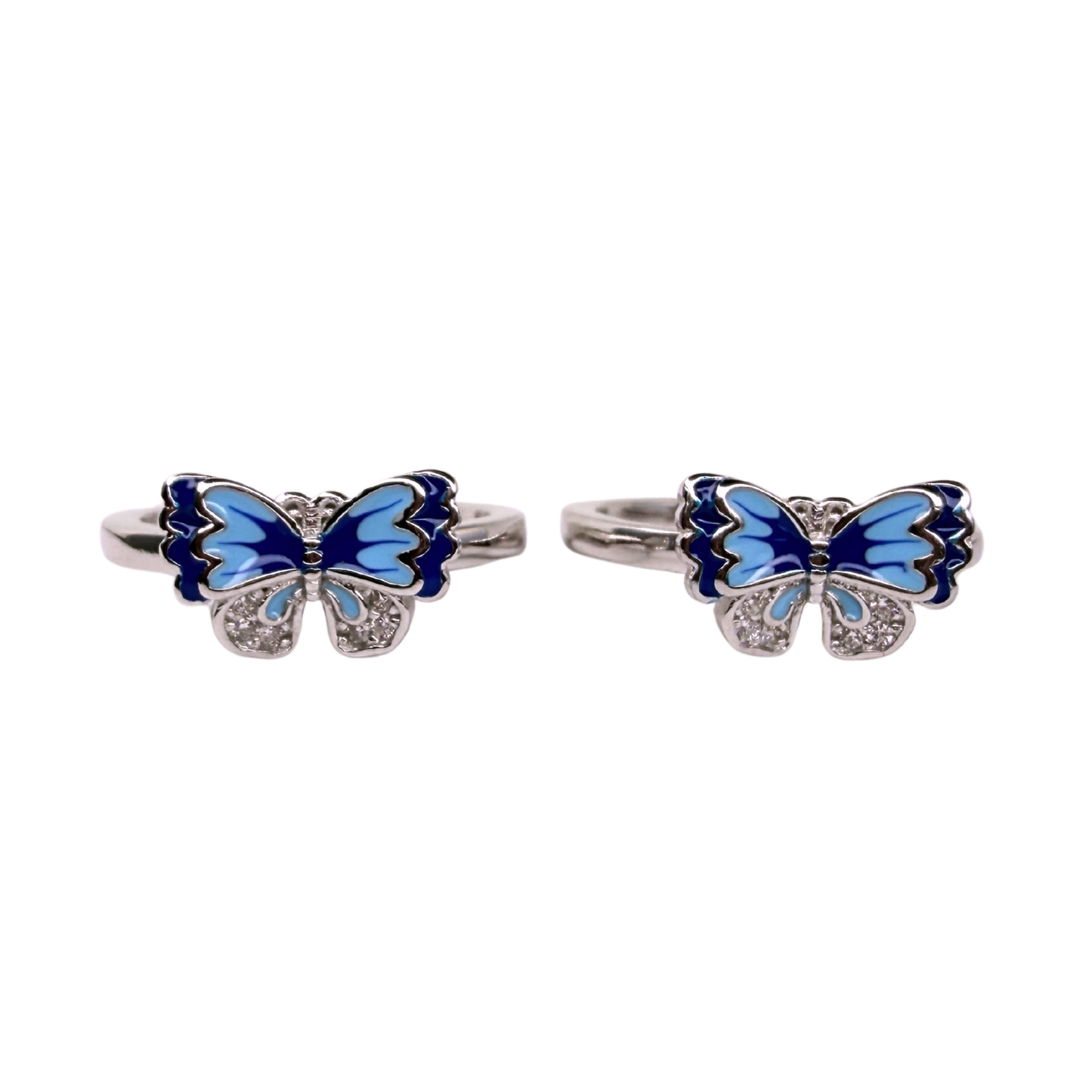 ORHU JEWEL 925 Sterling Silver Butterfly Toe Ring for Women | Adjustable Open Toe Ring | Blue Enamel CZ Design | Minimalist Foot Jewelry