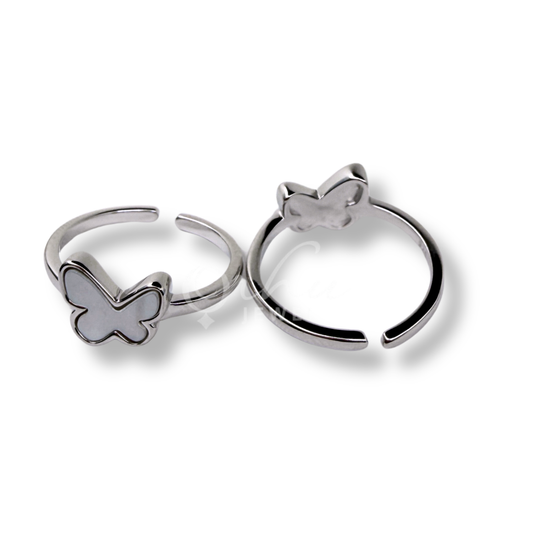 ORHU JEWEL 925 Hallmarked Sterling Silver Geometric Toe Ring for Women | Minimal Diamond Shape Adjustable Toe Ring | Elegant Daily Wear Foot Jewelry (Butterfly Charm Toe Ring)