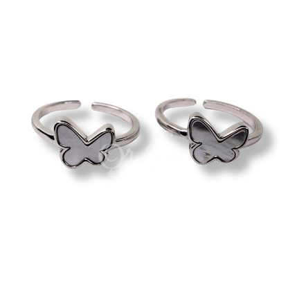 ORHU JEWEL 925 Hallmarked Sterling Silver Geometric Toe Ring for Women | Minimal Diamond Shape Adjustable Toe Ring | Elegant Daily Wear Foot Jewelry (Butterfly Charm Toe Ring)