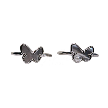 ORHU JEWEL 925 Hallmarked Sterling Silver Geometric Toe Ring for Women | Minimal Diamond Shape Adjustable Toe Ring | Elegant Daily Wear Foot Jewelry (Butterfly Charm Toe Ring)